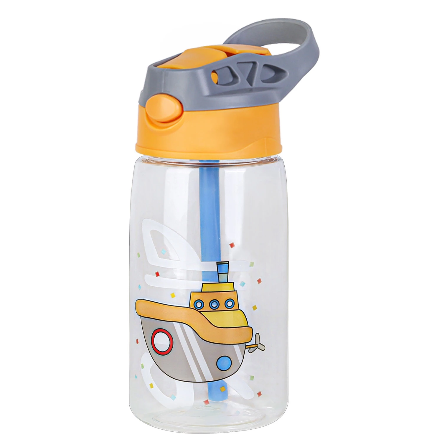 16.2Oz Leak-Proof Kids Water Bottle with Straw Push Button Sport Water Bottle for Kids Crab