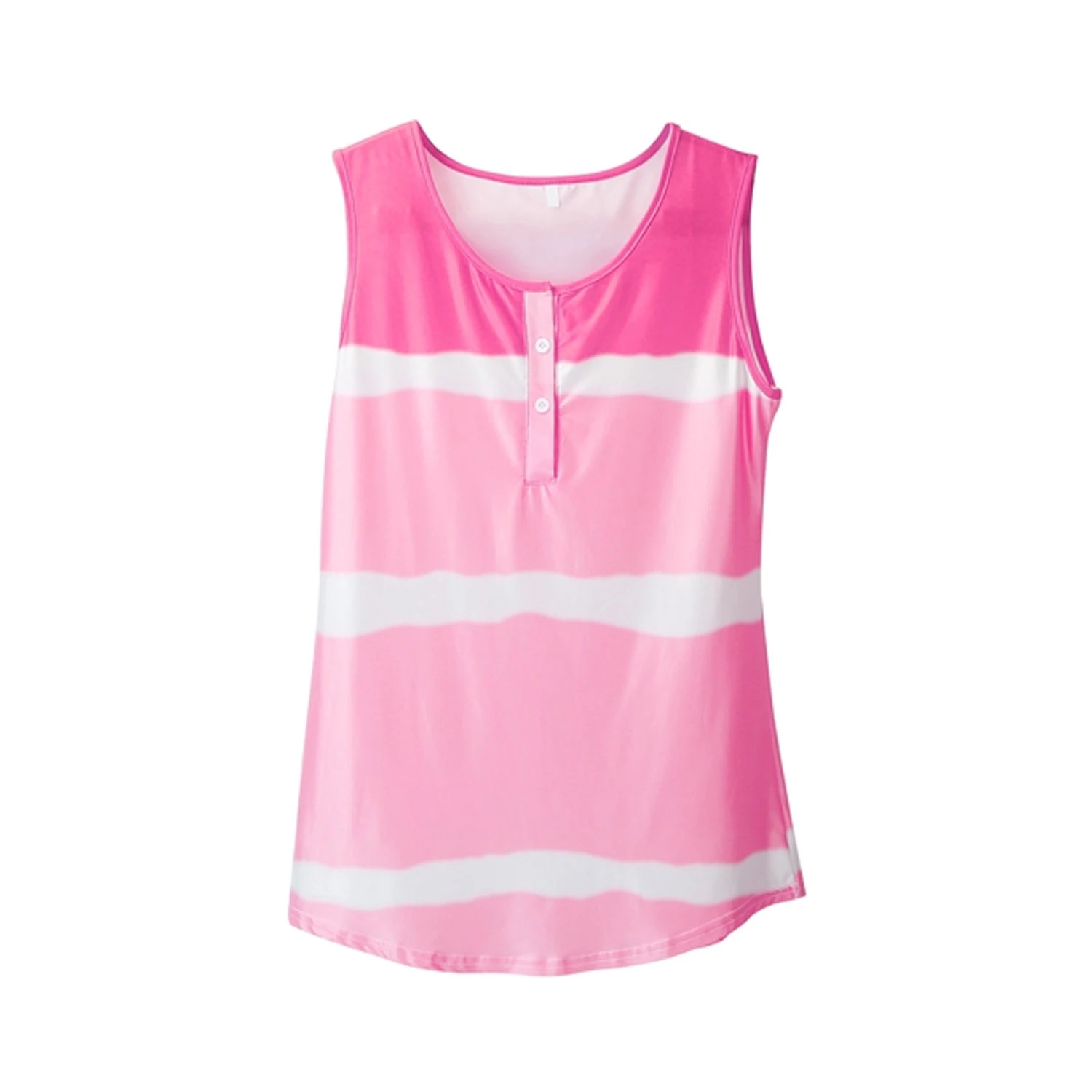 Women Tie-dye Sleeveless Tank Tops Summer Loose T Shirts Tops Button Down Shirts Vest Blouse