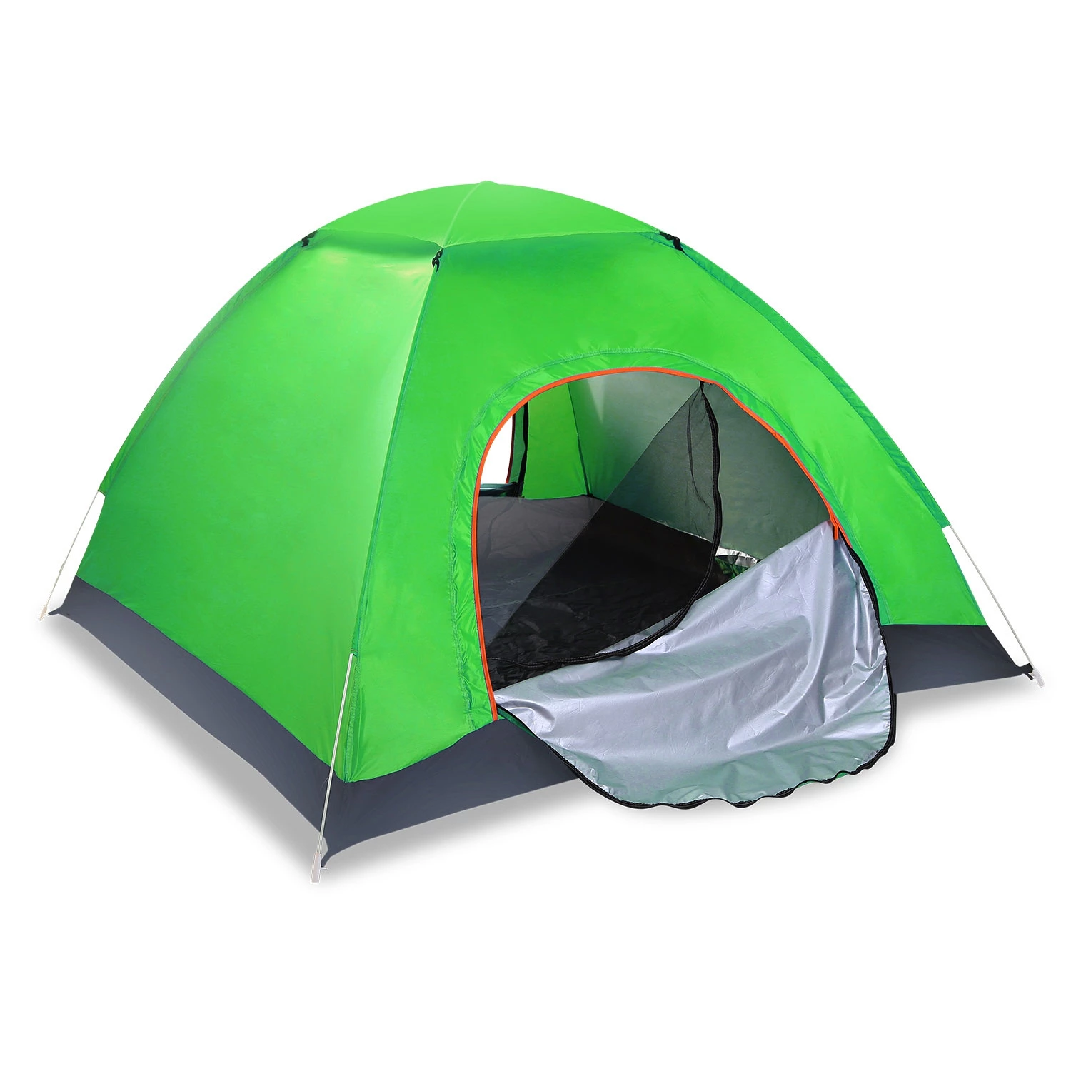 4 Persons Camping Waterproof Tent Pop Up Tent Instant Setup Tent w/2 Mosquito Net Doors Carrying Bag
