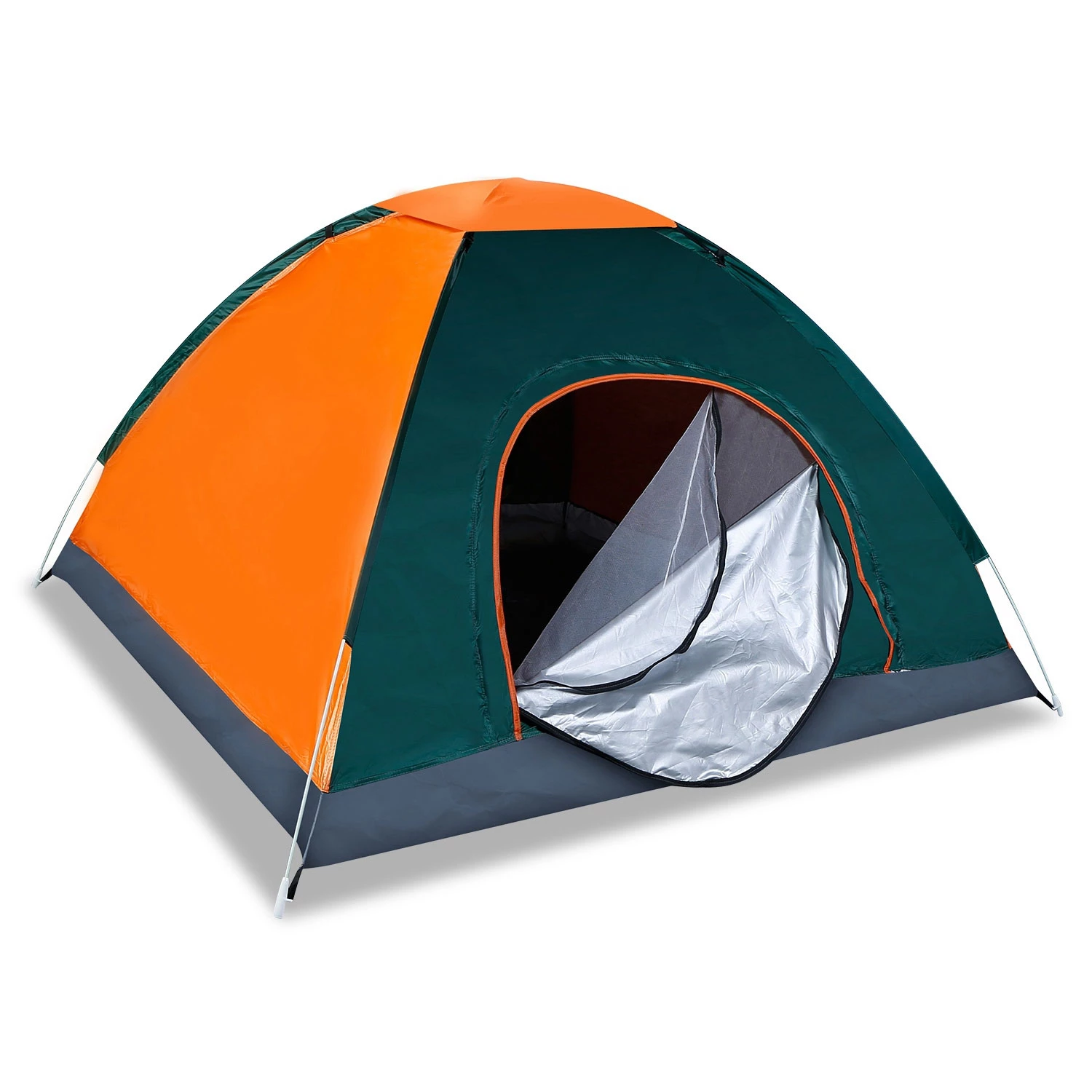 4 Persons Camping Waterproof Tent Pop Up Tent Instant Setup Tent w/2 Mosquito Net Doors Carrying Bag