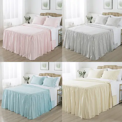 JML Ruffle Skirt Bedspread - 30 inches Drop Ruffled Style Bed Skirt Coverlet Bedspread Set (430GSM)