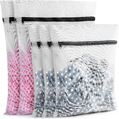 Zulay Home 5 Pack Mesh Laundry Bags for Delicates - Reusable Mesh Laundry Bags