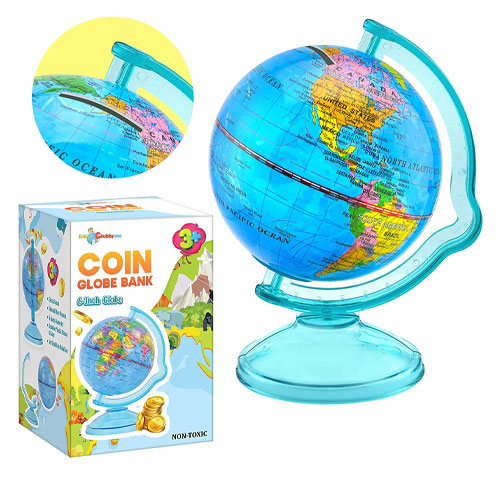 6-Inch Coin Bank Globe Money Bank For Kids