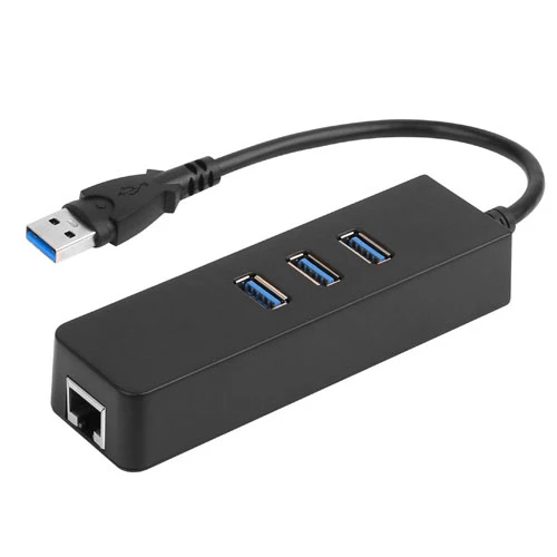 3-Port USB 3.0 Hub + Gigabit Ethernet Adapter - 10/100/1000 Mbps LAN Converter