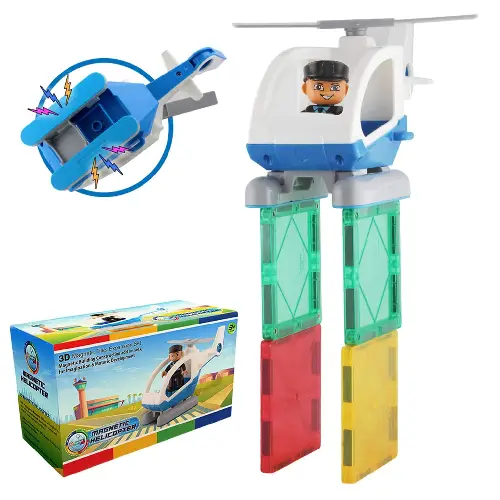 Pythagoras Magnets Flying Helicopter Toy Police Set with Magnets