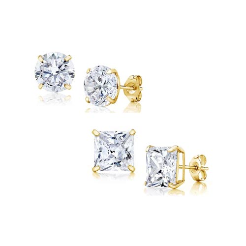 14K Solid Gold Studs made with Swarovski Elements