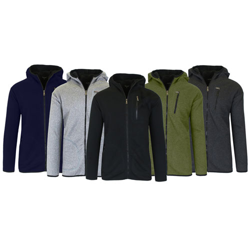 Men's 2-Pack Heavyweight Tech Sherpa Fleece-Lined Zip Hoodie