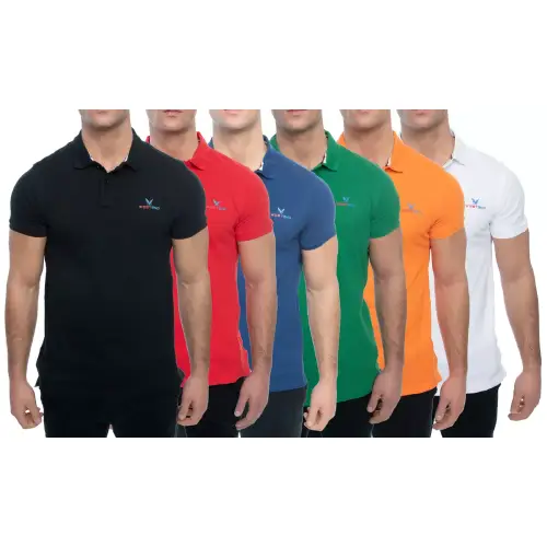 4 Pack Men's Short Sleeve 100% Cotton Polo Shirts