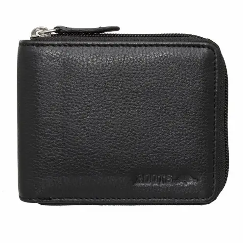 Leather Zip-Around Coin Wallet with RFID Protection