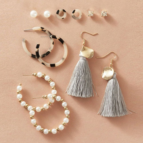 Pack of Fashion Grey and Gold Earrings