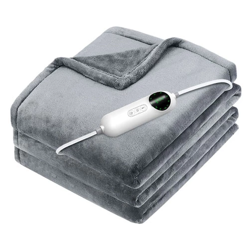 Flannel Heated Throw And Blanket: 10 Heat Settings, Auto Off, Washable - Home And Office Usage