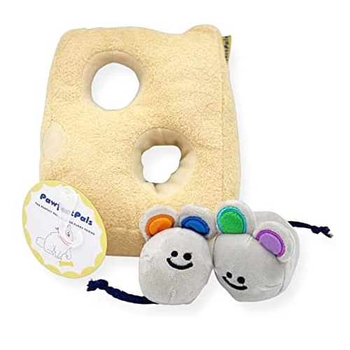 PawfectPals Interactive Hide and Seek Cheese and Mouse Puzzle Toy for All Pets, 3 Piece Set