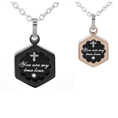 Cubic Zirconia Inspirational Stainless Steel Pendant