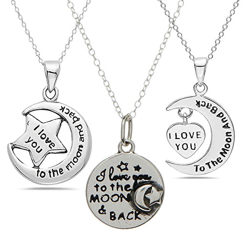 Sterling Silver I Love You Inspirational Quote Pendant Necklace