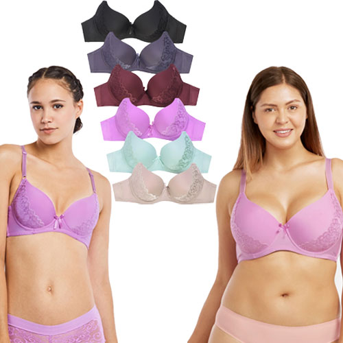 6 Pack Ladies Full Cup Plain Lace Bra