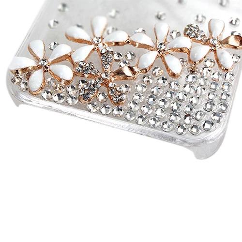 Transparent Bling Rhinestone Flower Case For iPhone 5/5S/5C