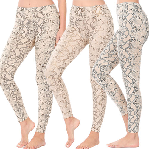 Snake Print Fleece Leggings Multicolor