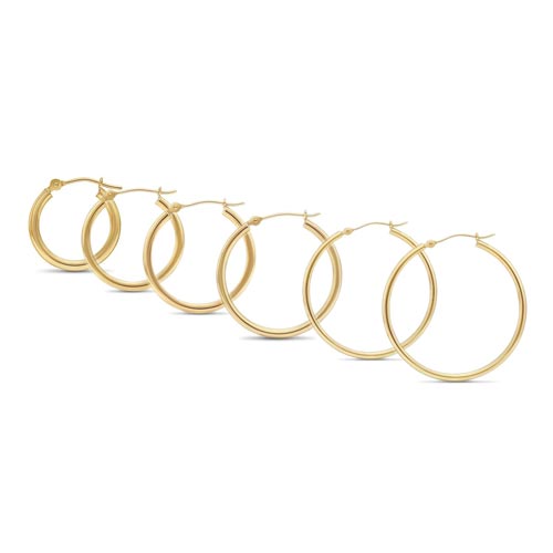 14K Gold Bonded High-Polish Hoop Earrings