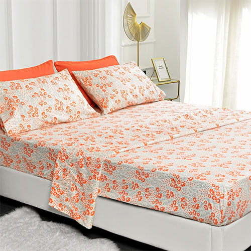Peach Floral Sheet Set- American Home Collection