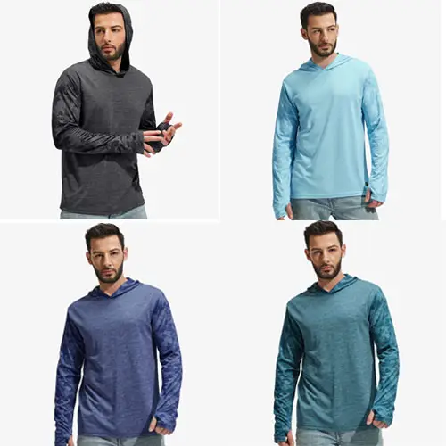 Men Upf 50+ Sun Protection Hoodie SPF Shirts With Thumbhole