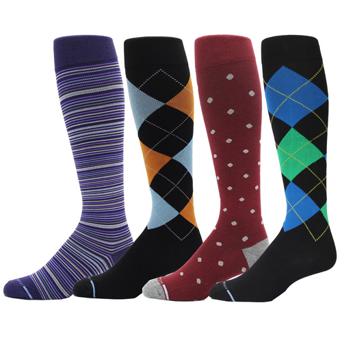4 Pairs Dr. Motion Men's Graduated Support Knee-High Compression Socks