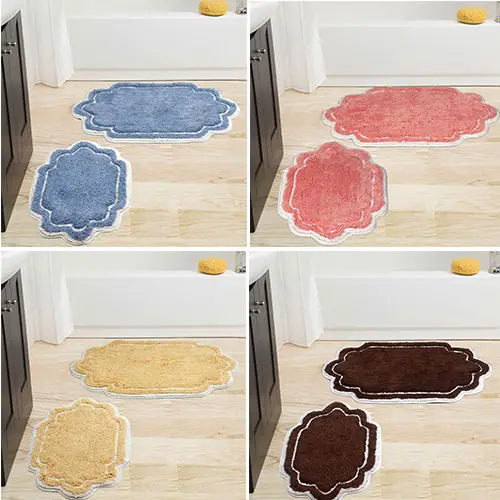 Set of 2 Allure Collection Cotton Tufted Bath Rug Set