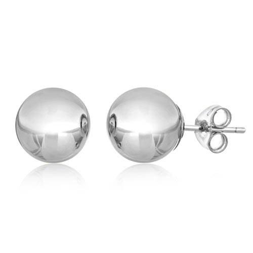 14K Solid White Gold Ball Stud Earrings