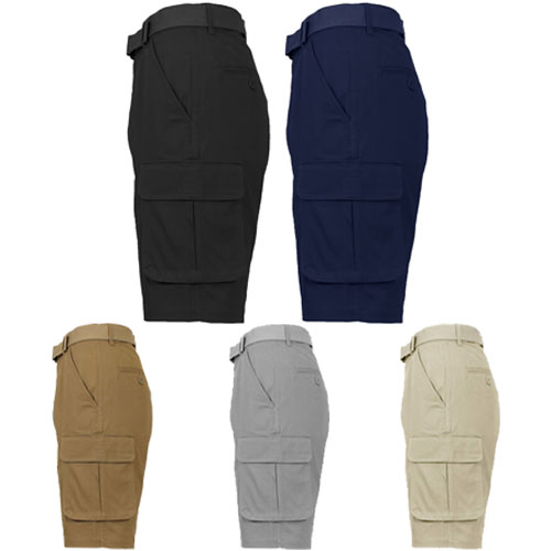 2 Pack Men's Cotton Flex Stretch Cargo Shorts With Belt