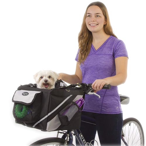 Jack and Dixie Traveler 2-in-1 Pet Bike Basket and Over The Shoulder Carrier