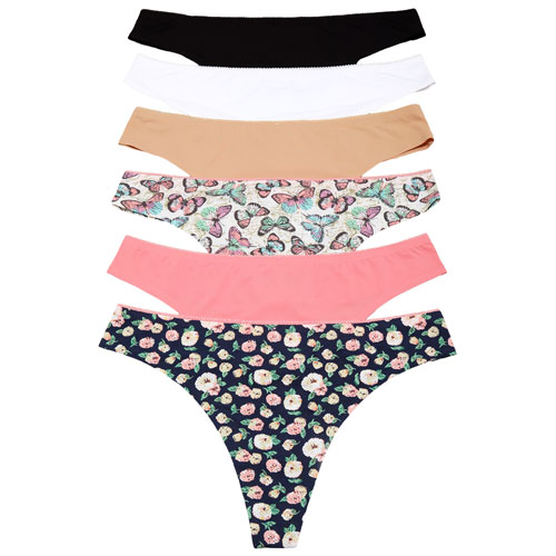 6-Pack Nylon Mesh Bikini Panties With Laser-Cut Leg Openings