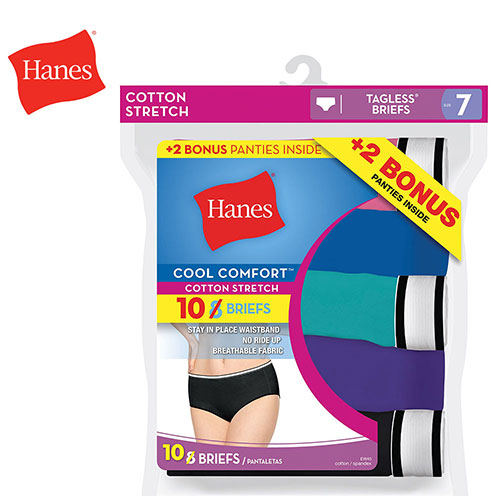 10 - Pack Women's Cool Comfort Cotton Stretch Briefs
