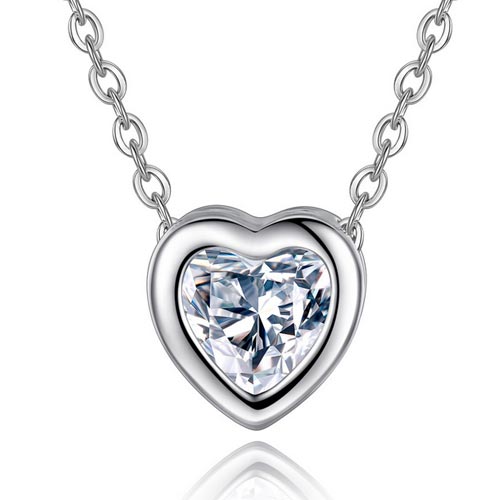 Open Heart Crystal Pendant Necklace