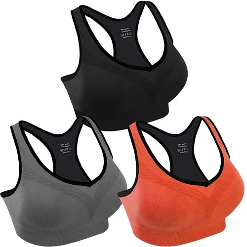 3 Packs Women Padded Sports Bras Yoga Fitness Push up Bra Female Top for Gym Running Workout