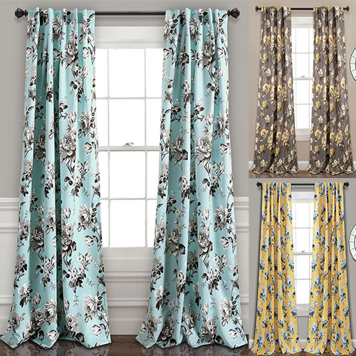 Tania Floral Room Darkening Window Curtain Panel Set Lush Decor
