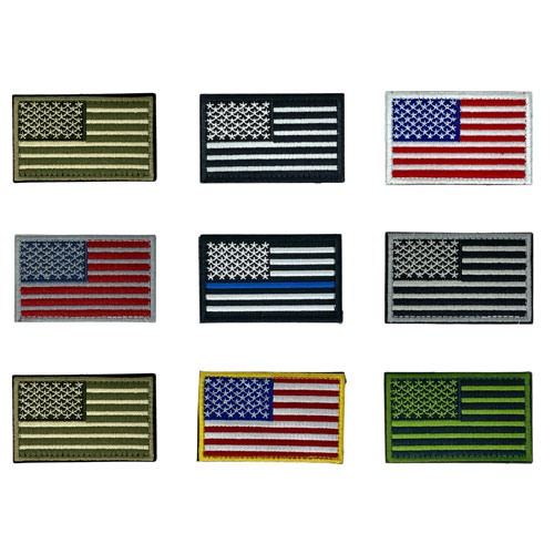 Tactical USA Flag Patch with Detachable Backing - Black & White