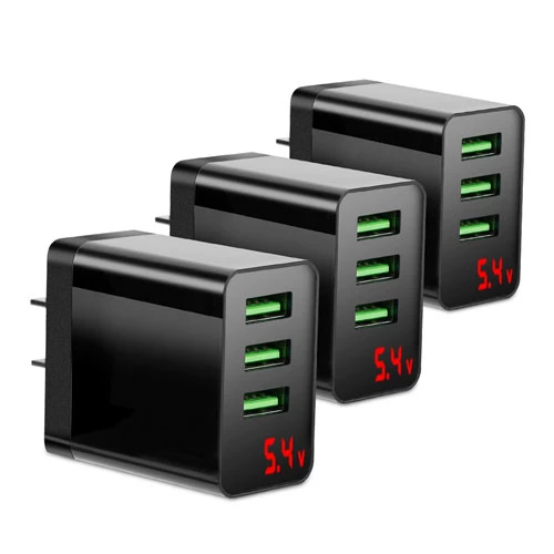 3-Pack USB Wall Charger: 3-Port Hub for Samsung Galaxy, iPhone, Tablet