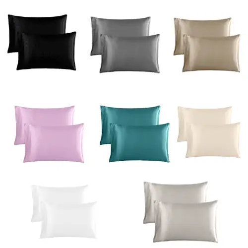JML Satin Pillowcase for Hair and Skin, Silky Soft Pillow Cover with Envelop Closure - 2 Pack