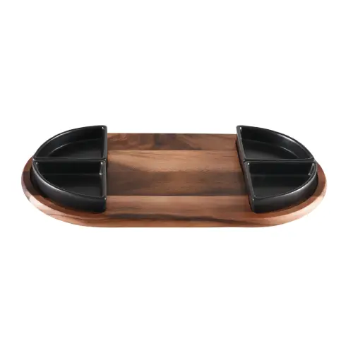 Charcuterie Triangular Ceramic Bowls With Serving Tray