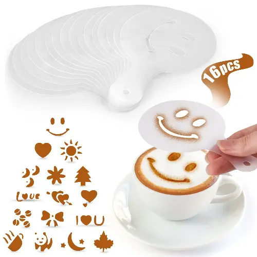 Plastic Stencils For Latte Art 16 Pack