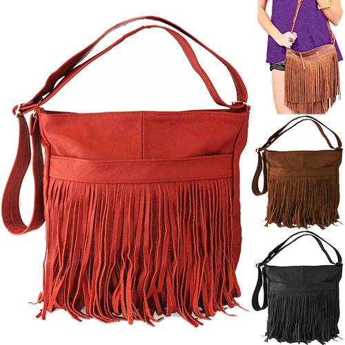 Messenger Bag For Women - Leather Fringes