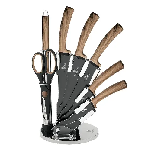 Berlinger Haus 8-Piece Knife Set w/ Acrylic Stand Ebony Maple Collection