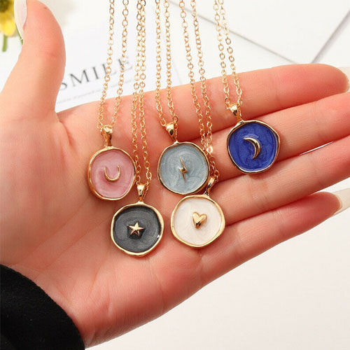 Sky Signs Disc Pendant Gold Necklace