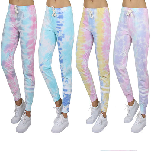 2 Pack Assorted Tie-Dye French Terry Fashion Jogger Pants