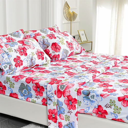 Red Floral Sheet Set- American Home Collection