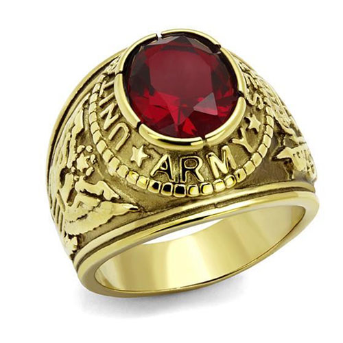 IP Gold (Ion Plating) Stainless Steel Ring With Synthetic Glass In Siam
