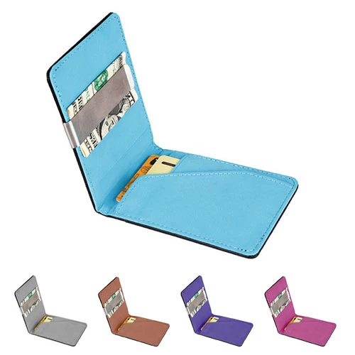 Unisex PU Leather Wallet RFID Blocking Slim Bifold Credit Card Holder with Money Clip