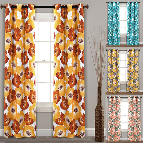 Julie Floral Insulated Grommet Blackout Window Curtain Panel Set Lush Decor