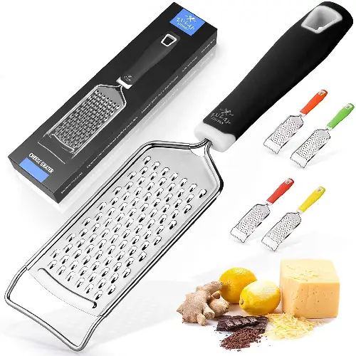 Zulay Kitchen Professional Stainless Steel Flat Handheld Cheese Grater