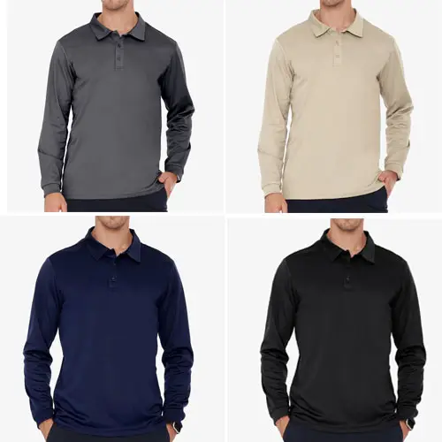 Men Quick-Dry Polo Shirts Polyester Casual Collared Shirts