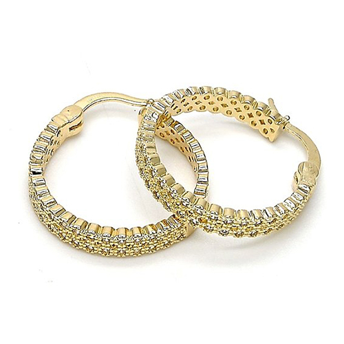 Gold Nugget Hoop Earrings with Micro Pava Setting